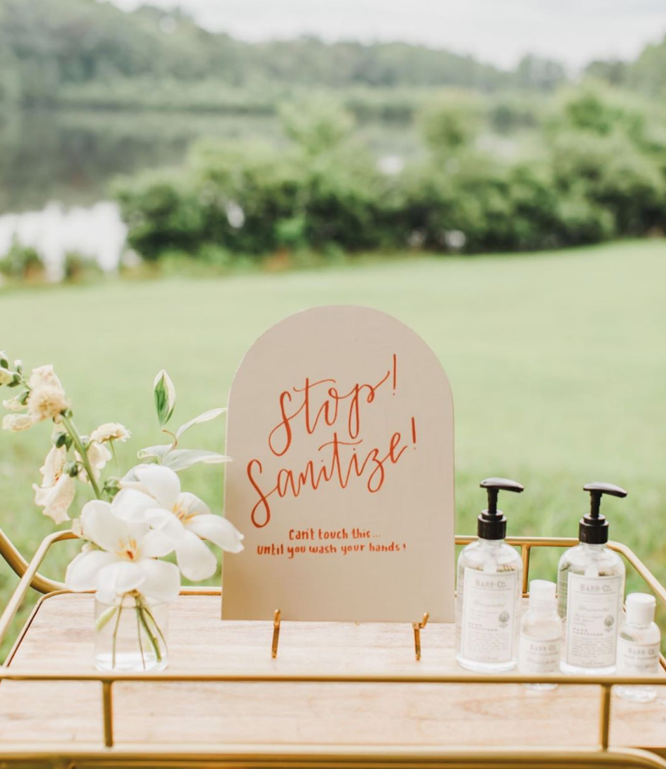 hand sanitizer for guests and decor at wedding