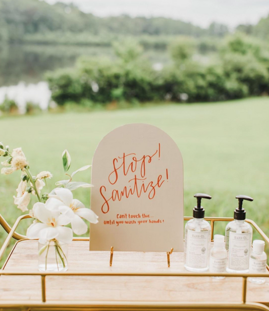 hand sanitizer for guests and decor at wedding