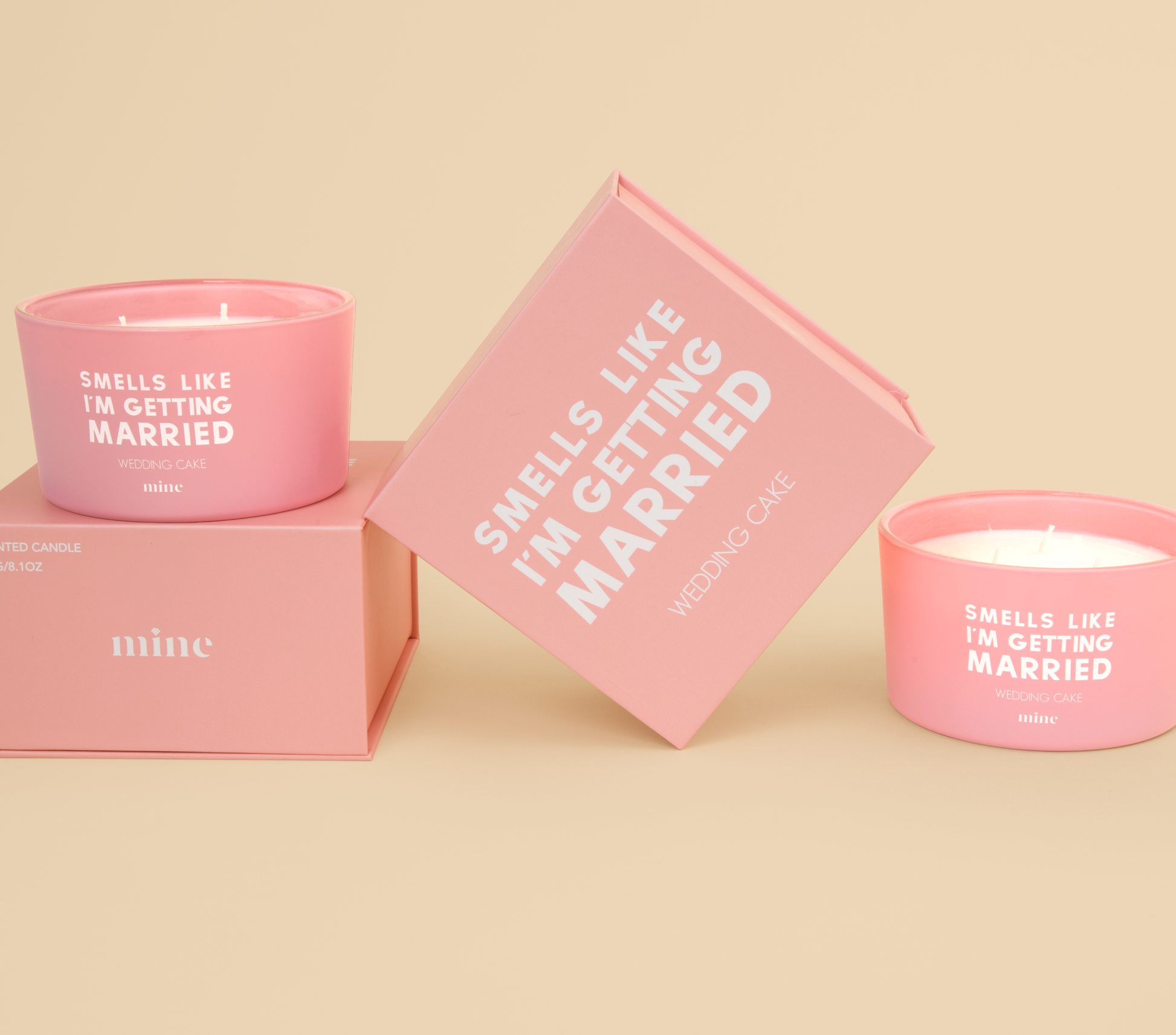 Wedding Cake Candle - The Mine Company - Smells Like I'm Getting Married - Pink Candle with Pink Gift Box